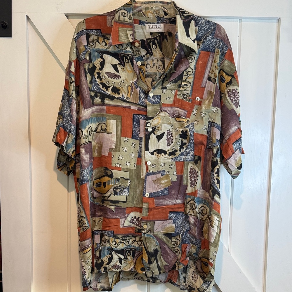 Multicolor Abstract Short-Sleeve Button-Down Shirt - Multicolor